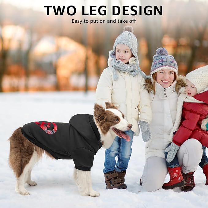 SCENEREAL Dog Hoodie with Leash Hole, Warm & Soft Fleece Dog Sweater & Sweatshirt for Small Medium Large Dogs, Pets Clothes Cold Weather Costume, Heart Print S