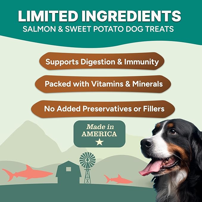 Gaines Family Farmstead Salmon & Sweet Potato Fillets for Dogs - 40 oz Pouch, All-Natural Dog Treats – Wild Caught Alaskan Salmon, Soft Chew, Limited Ingredients, Made in USA