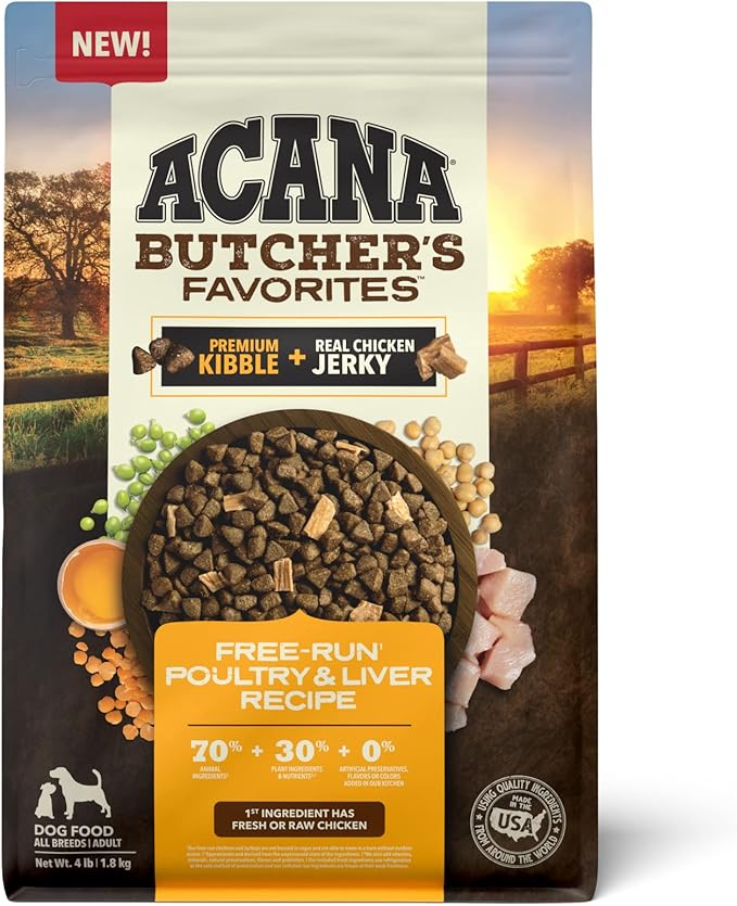 ACANA Butcher’s Favorites Grain-Free Dry Dog Food Free-Run Poultry & Liver Recipe 4lb Bag