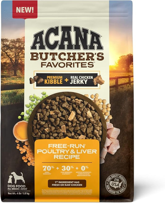ACANA Butcher’s Favorites Grain-Free Dry Dog Food Free-Run Poultry & Liver Recipe 4lb Bag