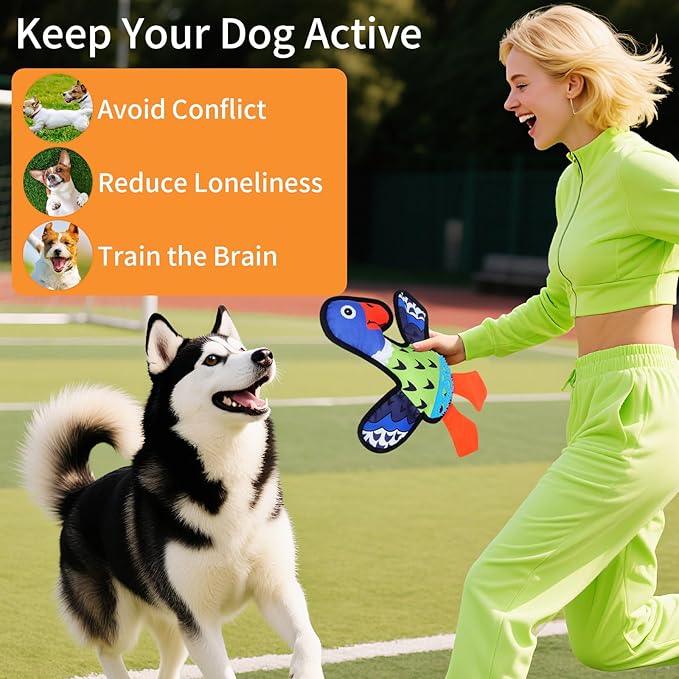 Squeaky Dog Toys,Crinkle Dog Toy,Colorful Absurd Duck Dog Toys,Interactive Dog Toy,Fun for Indoor Puppies,Chewing and Play(Green)