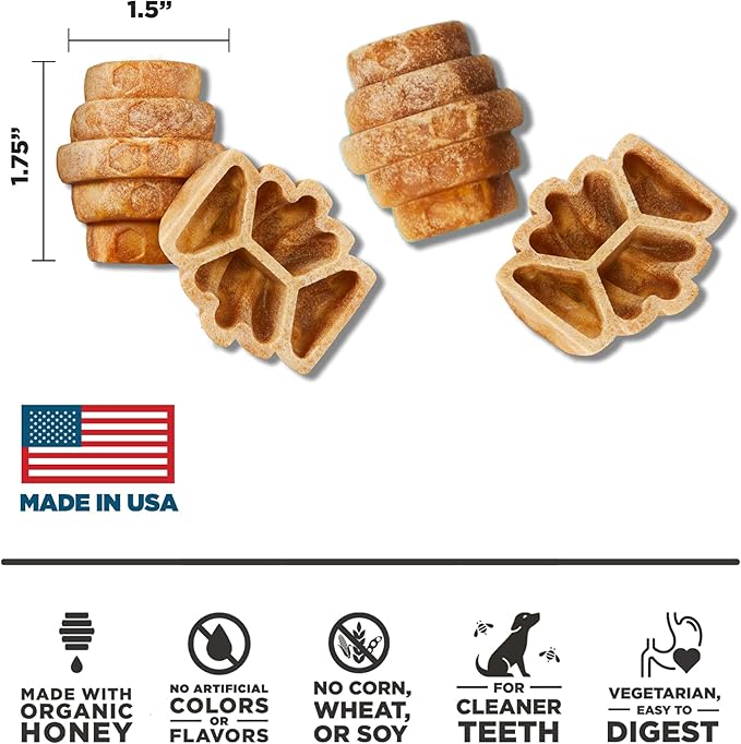 Hive Treats for Dogs — Healthy, Non-GMO Project Verified, Natural Peanut Butter Flavored, Natural, Vegetarian Chews, Made in The USA (Hive Chews, Small Breeds)