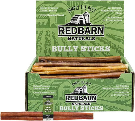 Redbarn Pet Products 9" Bully Sticks for Dogs, Pack of 50
