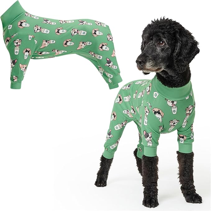 Spark Paws Dog Pajama, Dog Recovery Suit Male, Onesie, Ultra-Soft and 4-Way Stretch, for Small Medium and Large Breeds - Pup Cup - 3XL