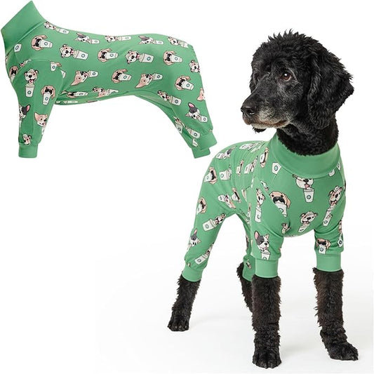 Spark Paws Dog Pajama, Dog Recovery Suit Male, Onesie, Ultra-Soft and 4-Way Stretch, for Small Medium and Large Breeds - Pup Cup - 3XL