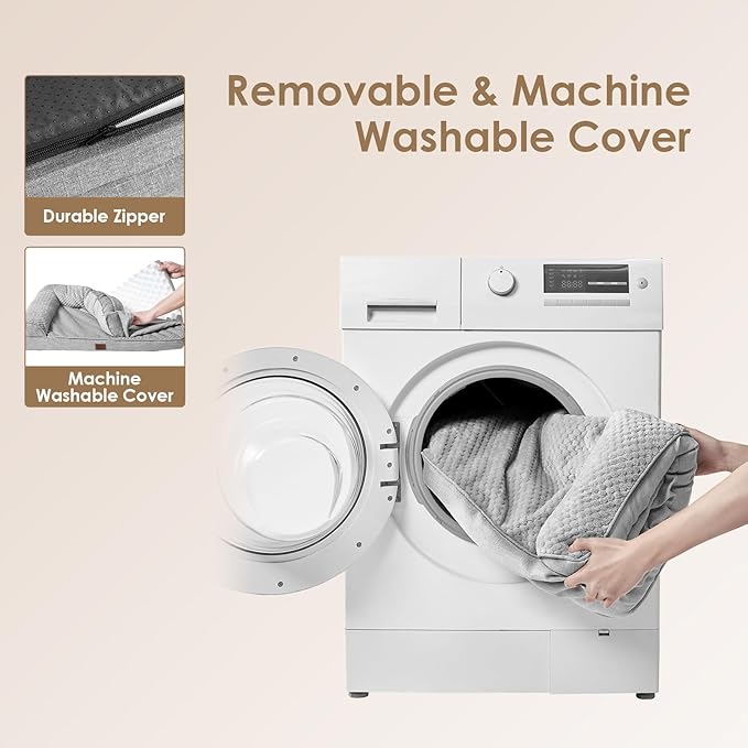 EHEYCIGA Memory Foam Dog Bed XLarge Sized Dogs, Extra Large Dog Bed Orthopedic with Washable Removable Cover, Waterproof XL Pet Bed Couch for Crate, 41x27x6 Inches, Grey