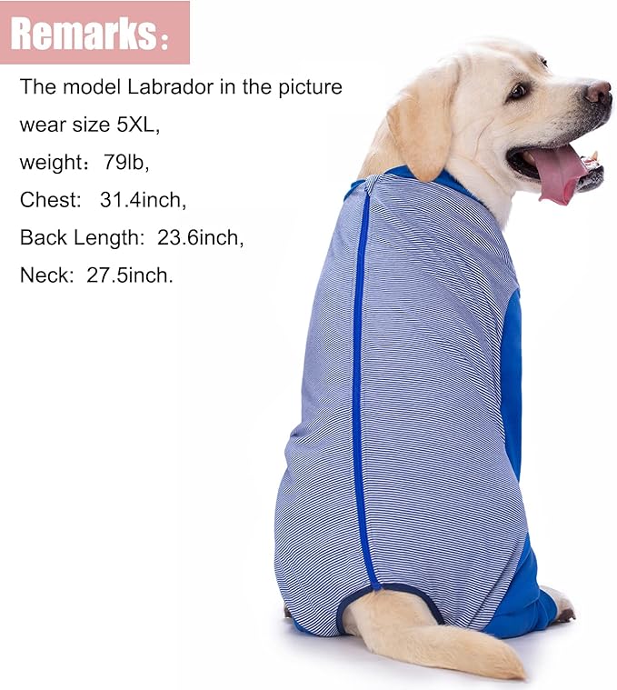 Yeapeeto Dog Onesie Surgery Recovery Suit for Large Medium Bodysuit Dogs Pajamas PJS Full Body for Shedding, Prevent Licking, Wound Protection, Cone Alternative (6X-Large (Pack of 1), Blue)