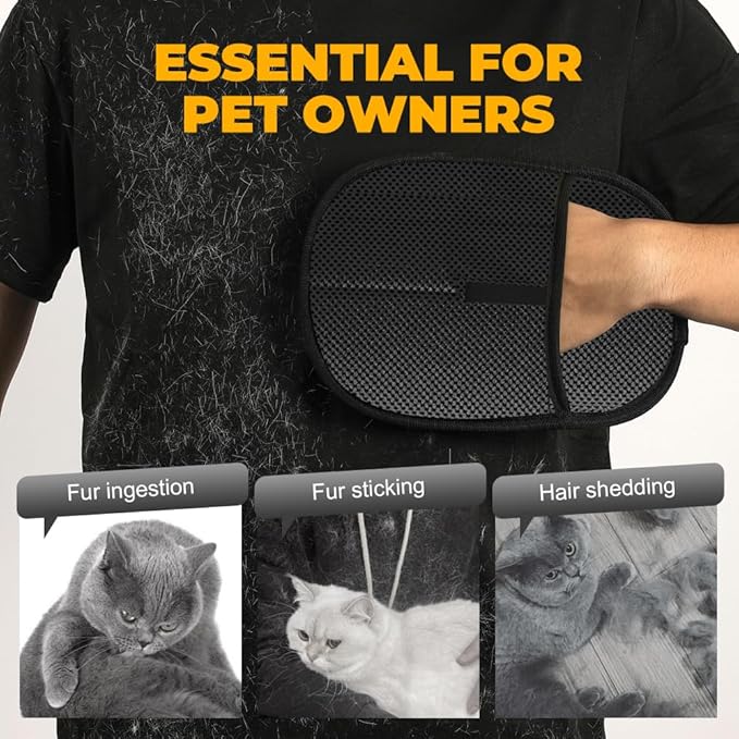 Pet Hair Removal Glove,Efficient Grooming Gloves for Cats & Dogs,Electrostatic Pet Hair Remover for Bed Sheets Couch Clothes Carpet Car Seat,Reusable Washable Hair Remover Gloves (Dark Brown)