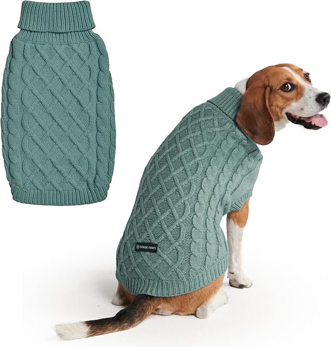 Spark Paws Knit Dog Sweater – Ultra Soft Warm Winter Dog Sweater for Small, Medium & Large Dogs – Stretch Fit Pet Sweater for French Bulldog, Pitbull, Girl & Boy Dogs Jacket, (Pine Green, 2XL)