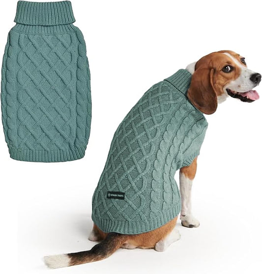 Spark Paws Knit Dog Sweater – Ultra Soft Warm Winter Dog Sweater for Small, Medium & Large Dogs – Stretch Fit Pet Sweater for French Bulldog, Pitbull, Girl & Boy Dogs Jacket, (Pine Green, 2XL)