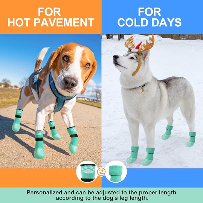 BEAUTYZOO Dog Booties Shoes for Hot Pavement, Waterproof Dog Boots for Small Medium Large Dogs, Traction Control Paw Protectors for Hardwood Floors Anti Slip, 6 PCS Dog Grip Socks for Outdoor Walking