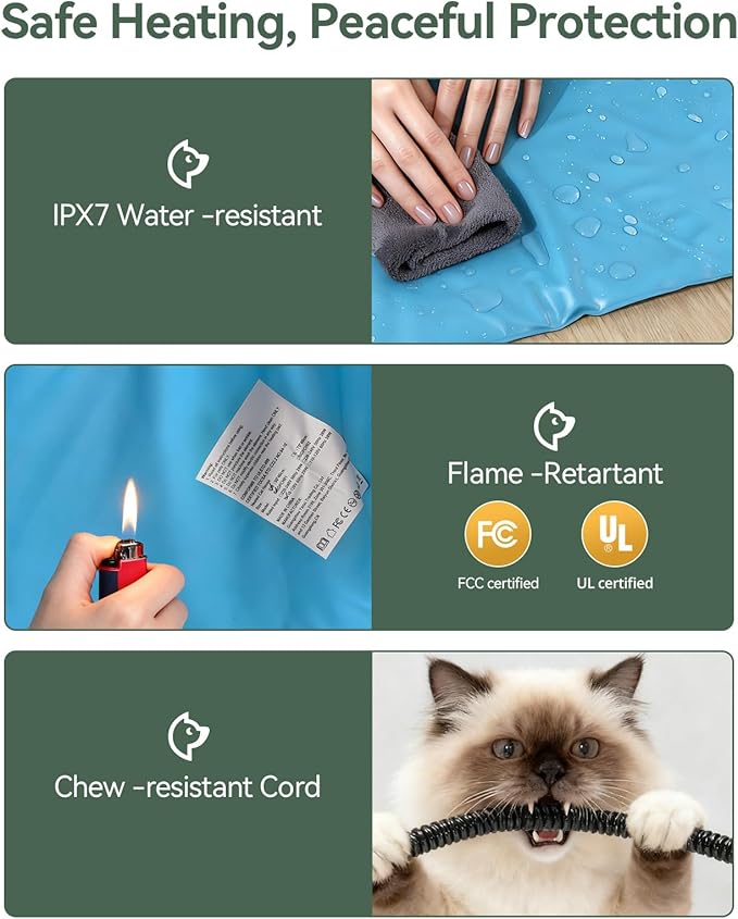 Heated Outdoor Cat House Weatherproof, 20"x16" Insulated Feral Cat Shelter with Pet Heating Pad, Escape Door & Observation Window for Kitten Puppy, UL Certified