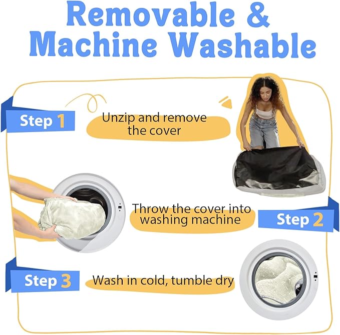 Orthopedic Washable Large Dog Bed - Egg Foam Dog Bed for Large and Medium Dogs Big Pet Beds with Removable Washable Cover and Bolster Non-Slip Bottom