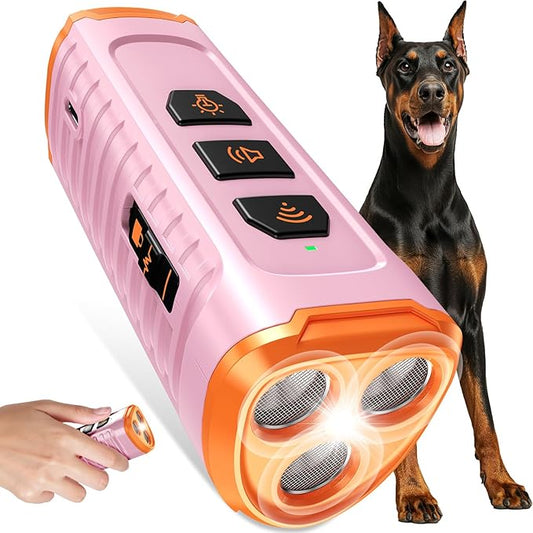 Dog Bark Deterrent Device, Anti Barking Device for Dogs 3X Ultrasonic to Stop Barking Neighbors Dog| 50ft Range, 5 Adjustable Modes, Flashlight & Beep | Safe & Effective for Small, Medium & Large Dogs