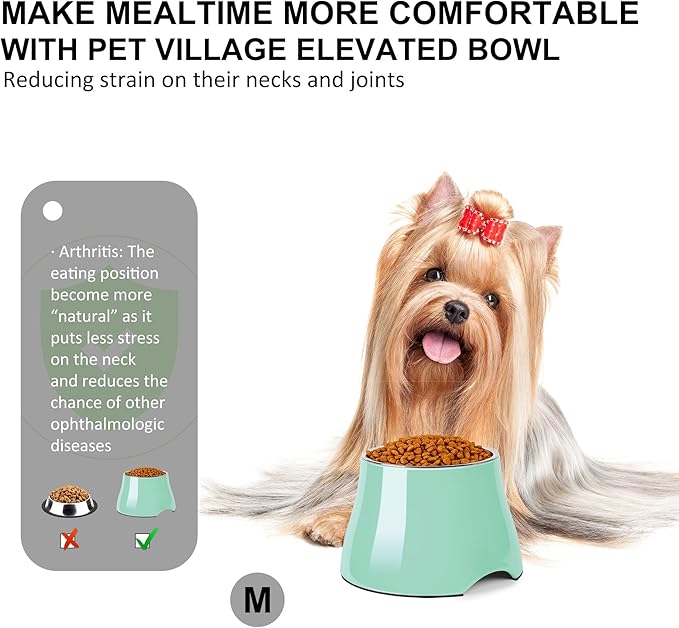 Dog Bowls,Cone Friendly Non Slip Single Dog Bowl with Stainless Steel Inner, Raised Bowls for Smll Dogs Spaniel Dogs Long Ear, High Capacity, M/2 Cup Mint Green