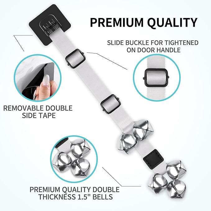 COOYOO Dog Doorbells, Adjustable Potty Training Dog Bells, Upgraded for Training Your Puppy The Easy Way, Premium Quality Housetraining Hanging Bell-5 Extra Large Loud 1.5 DoorBells