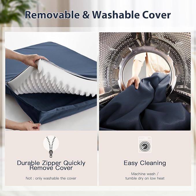 BFPETHOME Outdoor Dog Bed for Large Dogs, Waterproof, Orthopedic with Removable Washable Cover, Egg Crate Foam Mat. (36 x 27 in, Navy)