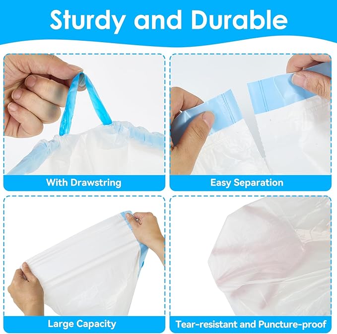 Cat Litter Bags 60 Count,26.37"x15.74" Drawstring Close Litter Box Liners for Automatic Litter Box,Thick Cat Poop Bags,Easy to Clean,Heavy Duty Robot Bag for Self-Cleaning Box