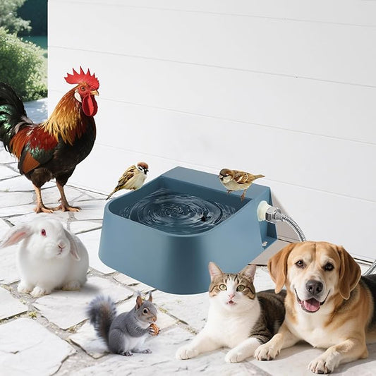 Outdoor Water Bowl for Dogs– 2L Automatic Dog Water Dispenser with 59" Hose and Float Valve, Ideal for All Kinds of Animals (Fits 3/4" GHT Faucet)