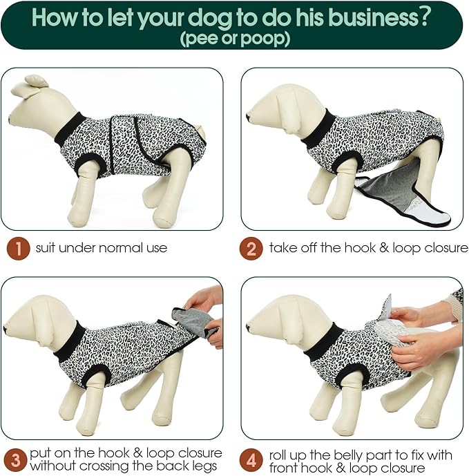 Kuoser Recovery Suit for Dogs, Comfy Dog Recovery Suit Female Doggie Onesie for Surgery, Post-Op Onesie for Female & Male Dogs, Soft Protective Wear, BlueLeopard XXL