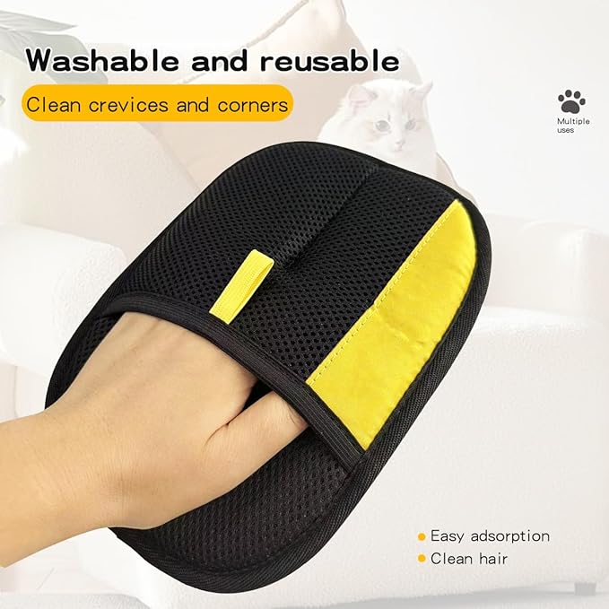 Electrostatic Pet Hair Removal Gloves: Quick Wiping - Reusable & Washable for Sofa Clothing Pet Beds Effortless Cats & Dogs Hair Remover for Busy Pet Owners (2pcs-Black)