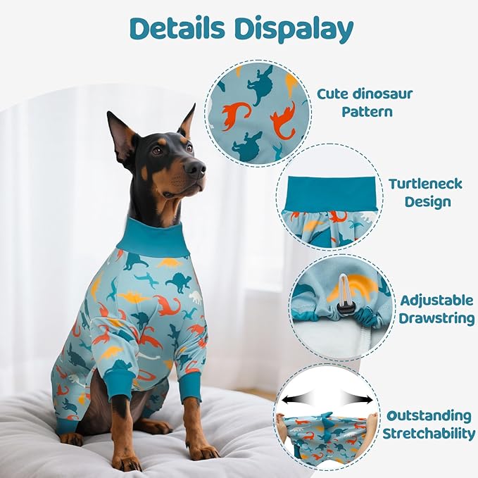 Dog Pajamas Large Size, Big Dog Onesie Clothes, Anti Shedding and Licking, Post Surgery Recovery Pet Pjs, Cotton Soft Material Stretchable Pet Pajamas U-COSP07XL