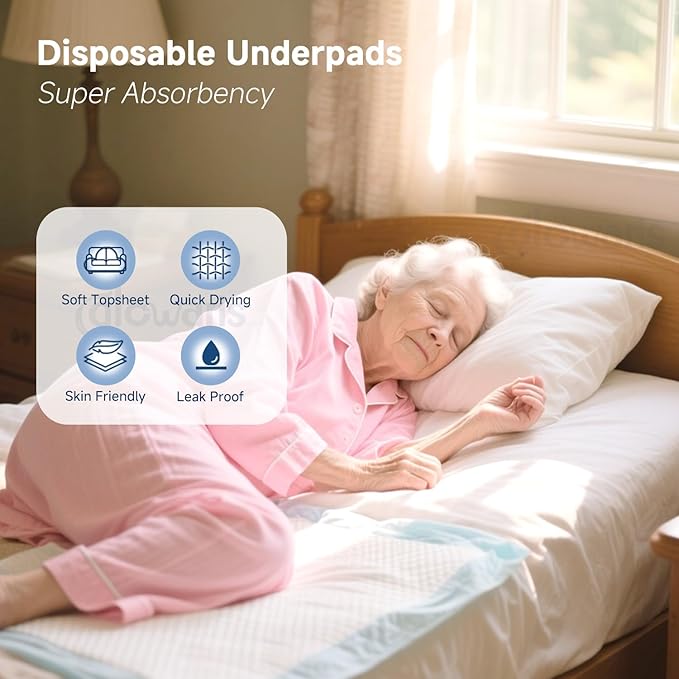 50 Count 30” x 36” XXL Disposable Underpads, Super Absorbent Leakproof Quick Drying, Baby Puppy & Adults Bed Pads Disposable Adult, Dog Pee Pads Extra Large, Incontinence Bed Pads