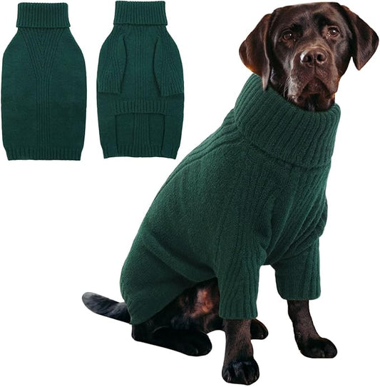 IECOii XXXL Dog Sweater,Warm Dog Sweaters for Extra Large Dogs Girl Boy,Stretchy & Cozy,Turtleneck Knitted Pullover for Pet Wear On Christmas,Easy On Doggy Sweatshirt for Labrador (Green,XXXL)