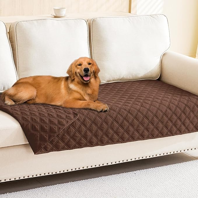 Smiry Waterproof Dog Blanket, Reversible Dog Bed Cover Pet Blanket, Soft Pet Couch Covers for Sofa Washable, Bed Couch Sofa Furniture Protector for Puppy Cat Kids (30"x70", Brown/Brown)