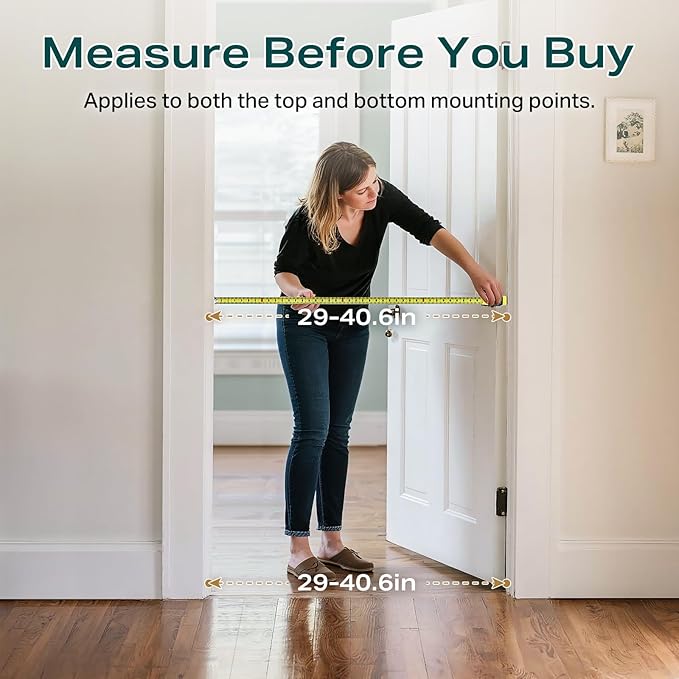 Cumbor 29.7-40.6" Baby Gate for Stairs, Mom's Choice Awards Winner-Dog Gate for Doorways, Pressure Mounted Self Closing Pet Gates for Dogs Indoor, Safety Child Gate with Easy Walk Thru Door, Silver