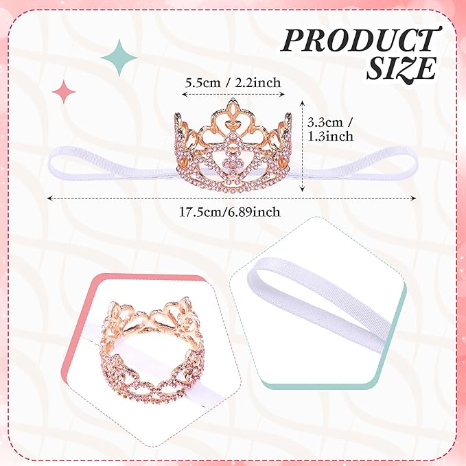 2 Pcs Dog Crown Headband Dog Tutu Dress Set Crystal Rhinestone Tiara Crown Tutu Skirt Pet Dress Costume for Puppy Birthday Party Wedding Photo Prop Costume(Dusty Pink,Large)