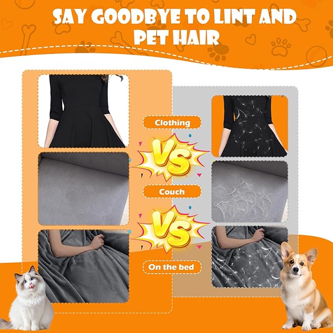 2 PCS Pet Hair Removal Glove for Cats & Dogs, Grooming Gloves for Pet Hair, Cat Grooming Gloves for Hair Removal，Reusable Cat & Dog Hair Remover for Couch, Furniture, Carpet, Curtain