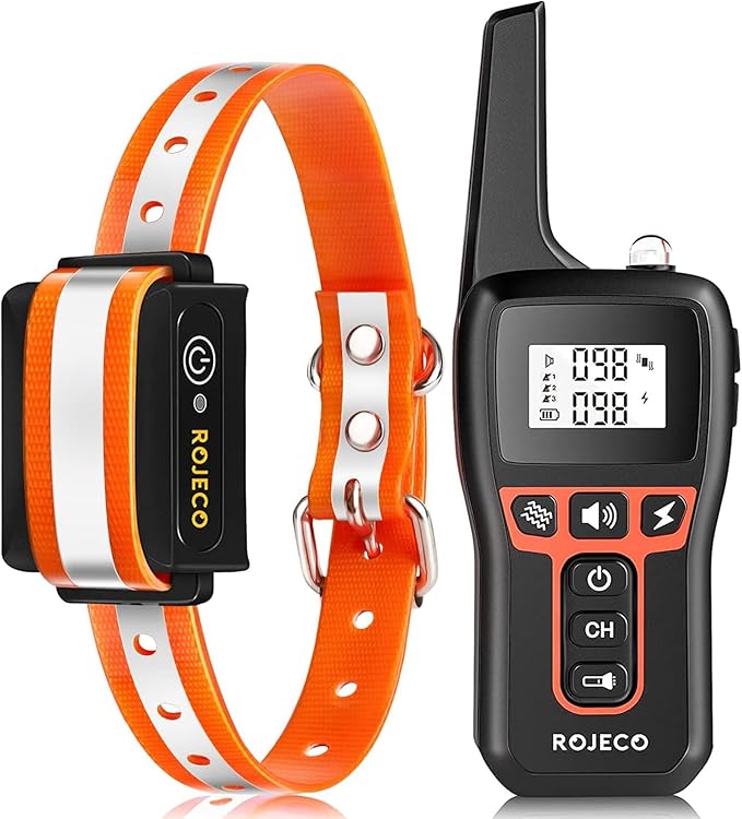 ROJECO Dog Training Collar with 3300FT Remote,IPX7 Waterproof Rechargeable Shock Collar for Large Medium Small Dogs,3 Safe Training Modes with Beep,Vibration and Shock,Adjustable Electronic Dog Collar