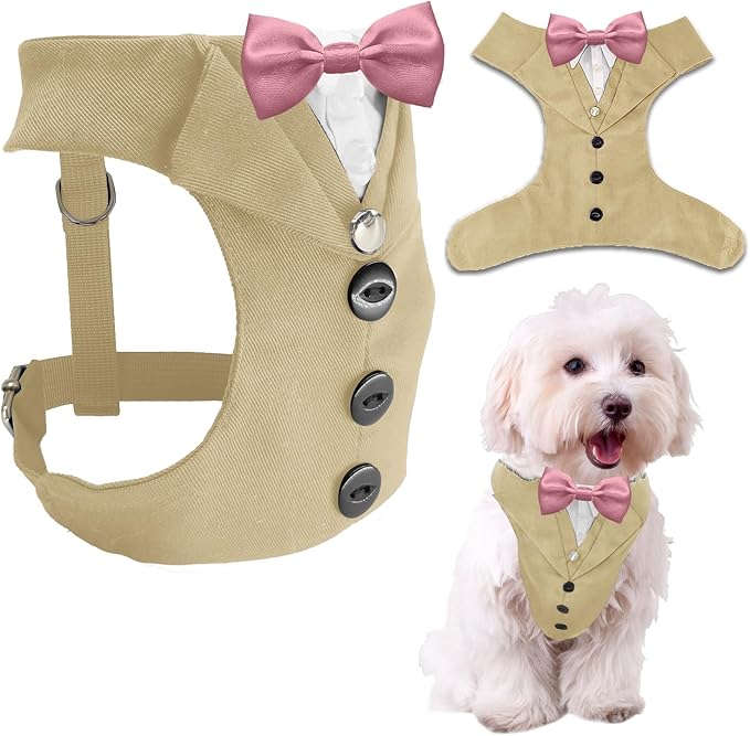 AVERYDAY Dog Tuxedo for Wedding Outfit, Dog Suit and Tie Costumes for Birthday, Halloween, Cosplay, Christmas Party, Pet Formal Wear with Bowtie, Tux for Small Dogs, Chihuahua, Bichon, Maltese, Cats