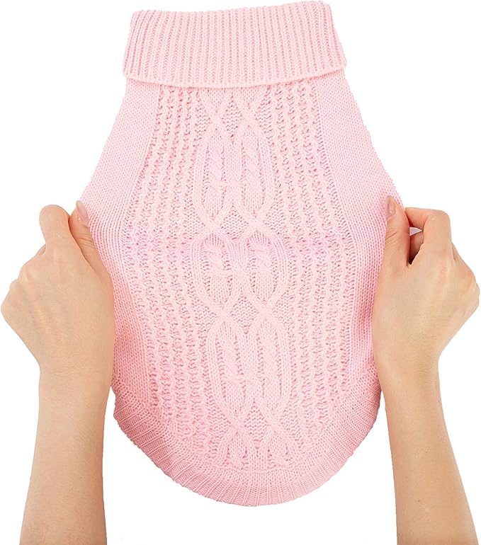 Stretchy Cat Sweater - 17 Colors & 6 Sizes | Snug Winter-Ready Knit for Boy/Girl Cats & Kittens(Light Pink, X-Large)