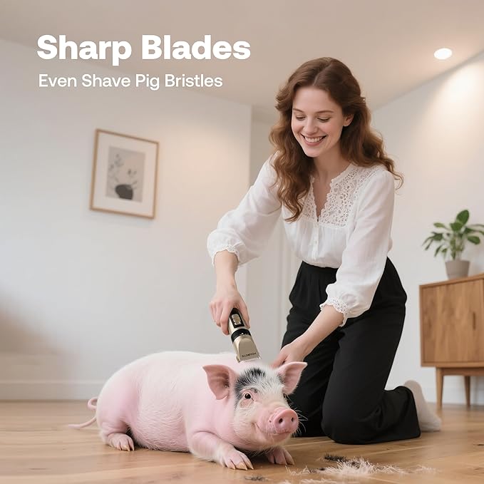 Dog Hair Clippers for Grooming Kit and Dog Paw Trimmer Nail Grinder for Grooming, Low Noise Rechargeable Cordless, Shaver Grooming Supplies for Pet Cats Dogs (Gold, White)