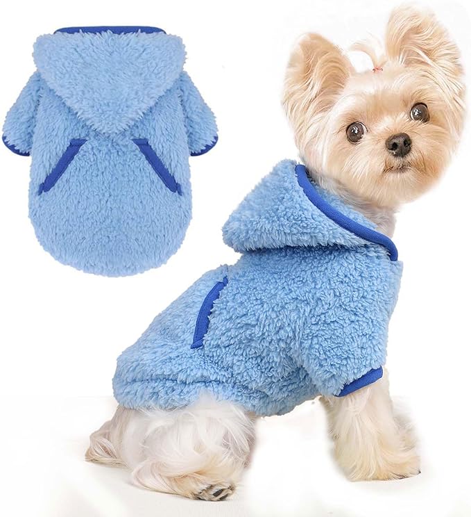 Dog Sweater Dog Winter Clothes for Small Dogs Boy Girl Pet Hoodies Puppy Cold Weather Coats Fall Doggie Sweatshirt for Chihuahua Yorkie Cat Sweater Costumes (Blue, X-Small)