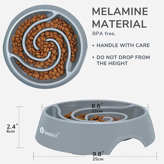 LumoLeaf Large Slow Feeder Dog Bowl (4 Cups) – Anti-Slip, Safe & Non-Toxic, Durable Melamine – Promotes Healthy Eating, Reduces Bloating – Ideal for Medium & Large Dogs