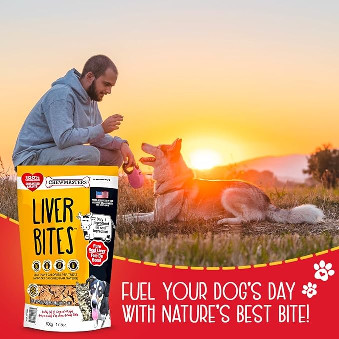 100% Pure Beef Liver Bites, Healthy Freeze Dried Dog Treats, 17.6 oz, All Natural, Grain Free, High Protein & Zero Additives, Made in USA, Packed with Nutrients and Vitamins