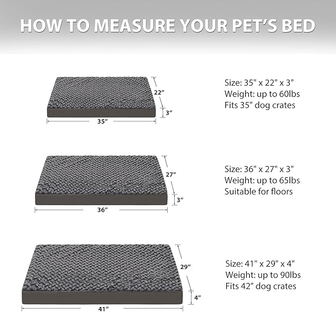 MIHIKK Dog Bed for Large Dogs, Orthopedic Pet Bed with Removable Washable Cover, Egg Crate Foam Dog Mattress Nonskid Bottom, Comfy Anti-Anxiety Puppy Mat, 41x29 inch, Dark Grey-Rose Pattern