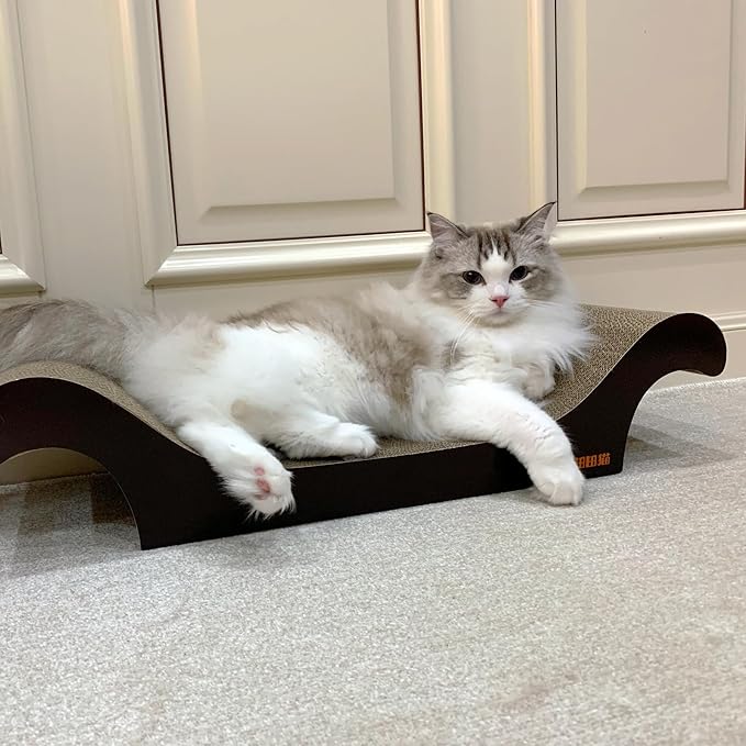 TTCAT Cat Scratching Pad, Corrugated Cardboard Cat Scratcher Lounge for Indoor Cats, Durable Cat Scratching Board Reversible with Catnip for Furniture Protection.