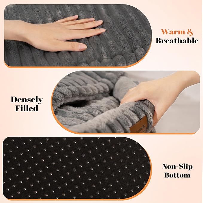 CHEERPALS Cat Bed Cave for Indoor Cats, Washable Round Cat Bed Soft Fluffy Pet Bed for Kitty, Puppy and Small Dog(Dark Blue)