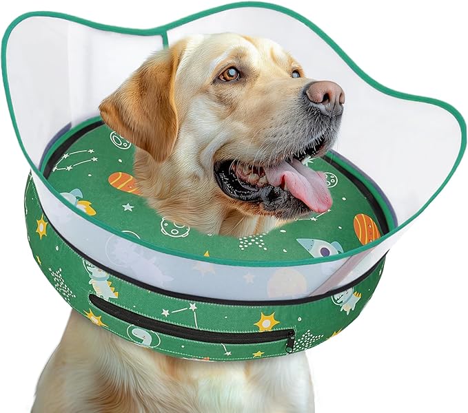 Elevated Inflatable Dog Cone Collar to Stop Licking, Dog Donut Collar After Surgery, Soft Dog Cone Alternative for Small Medium Large Dogs