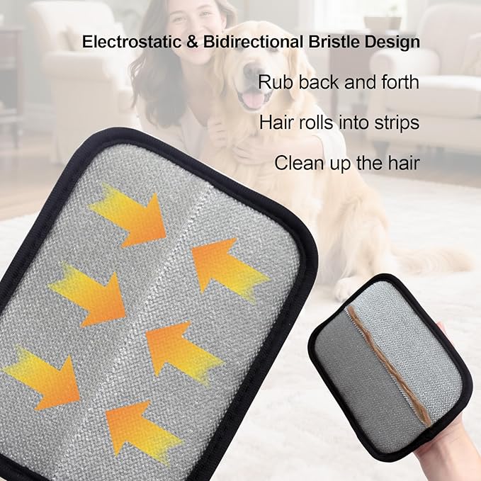 Pet Hair Removal Glove for Small Hands, 2Pcs Electrostatic Dog Cat Hair Remover Gloves for Furniture Car Seat Couch, Reusable Grooming & Shedding Tool with Free Steel Comb & Toothbrush