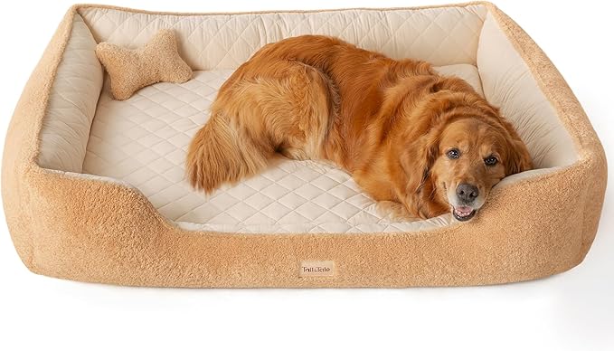 Cooling Orthopedic Large Dog Bed – Memory Foam Comfort for Big Dogs. Large Pet Couch w/Pillow, Non-Slip Bottom & Durable Zipper. Chew Proof Dog Crate Pad w/Indestructible, Waterproof & Washable Cover