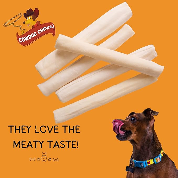 Cowdog Chews Beefhide Roll (7-8 inch) Long Lasting Dog Treat Bone, Great for Dental Health and Aggressive Chewers (80 Count)
