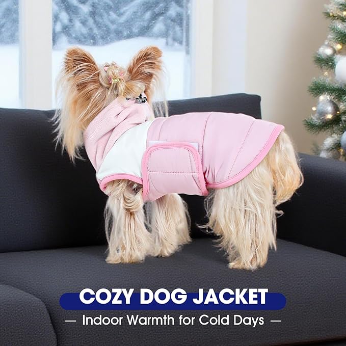 FUAMEY Winter Dog Coat Pink 3XL, Thermal Jacket for Dogs Quick Wear in Winter Cold, High Neck Adds Extra Protection,(3XL-Pink)