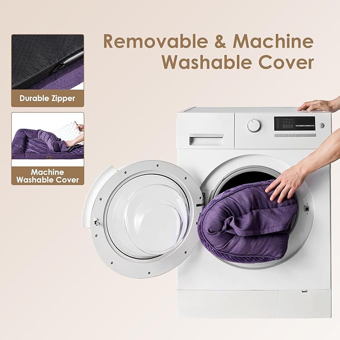 EHEYCIGA Memory Foam Dog Bed Medium Sized Dogs, Waterproof Dog Bed Orthopedic with Washable Removable Cover, Non-Slip Pet Bed Couch for Crate, 30x20x6 Inches, Purple