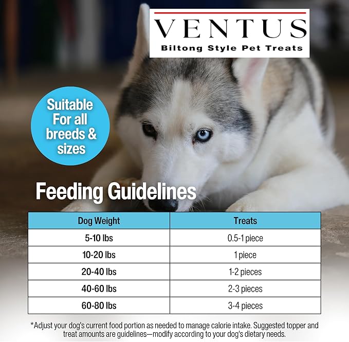 VENTUS Jerky Crunch Stix - Single Ingredient High Protein Dog Training Treats, Wild Venison, Air-Dried, Grain Free Training Treats for Dogs, 8 oz