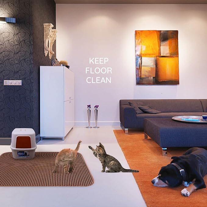 WePet Cat Litter Mat, Kitty Litter Trapping Mat, Honeycomb Double Layer Mats, No Phthalate, Urine Waterproof, Easy Clean, Scatter Control, Catcher Litter Tray Box Rug Carpet